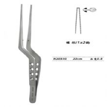 金鐘顯微鑷槍形 N20330 22cm 槍形 1×2鉤 頭寬 0.8腦用鑷