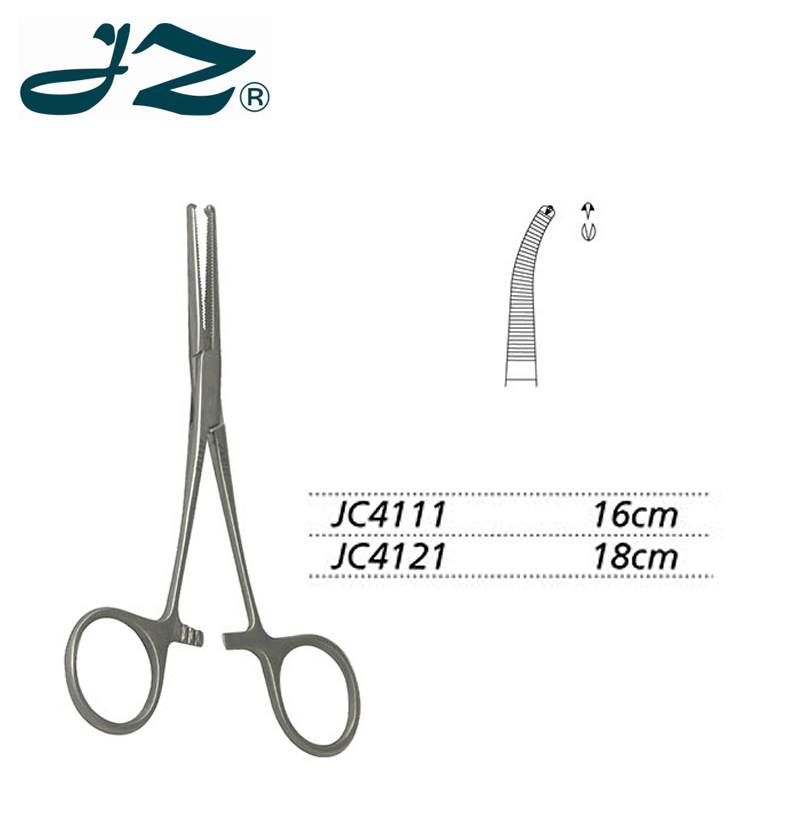 金鐘止血鉗彎有鉤 JC4111 16cm 彎有鉤（羅-奧氏）
