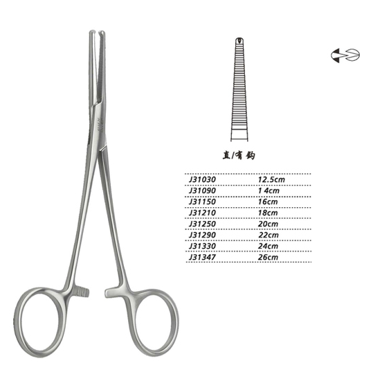 金鐘止血鉗直有鉤 J31290 22cm 直有鉤