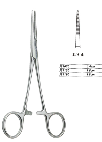 金鐘止血鉗直半齒 J31070 14cm 直半齒