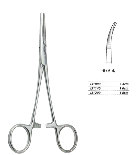 金鐘止血鉗彎半齒 J31080 14cm 彎半齒