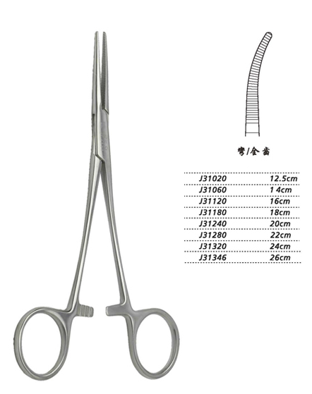金鐘止血鉗彎全齒 J31280 22cm 彎全齒