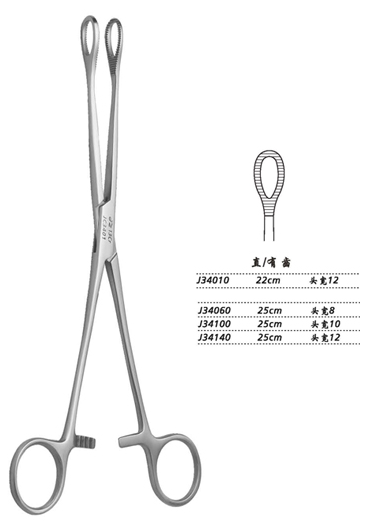 金鐘海綿鉗直有齒 J34100 25cm 直有齒 頭寬 10