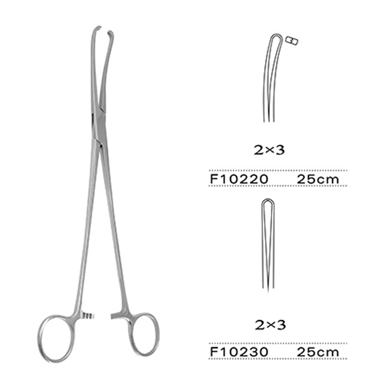 金鐘子宮頸鉗F10230 25cm 直 2×3齒
