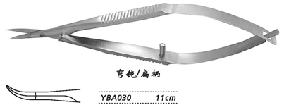 金鐘角膜剪  YBA030 彎鈍 刃長12 扁柄