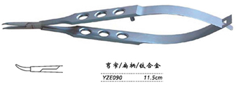 金鐘顯微眼用持針鉗扁柄 YZE090 11.5cm 彎窄 扁柄(鈦)