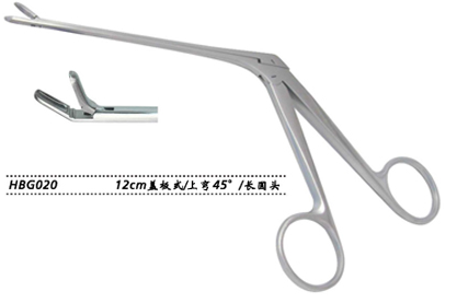 金鐘鼻組織鉗圓頭 HBG020 12cm 蓋板式 上彎45° 長圓頭 寬3