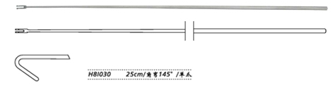 金鐘顯微喉鉤  H8I030 25cm 角彎 145° 單爪