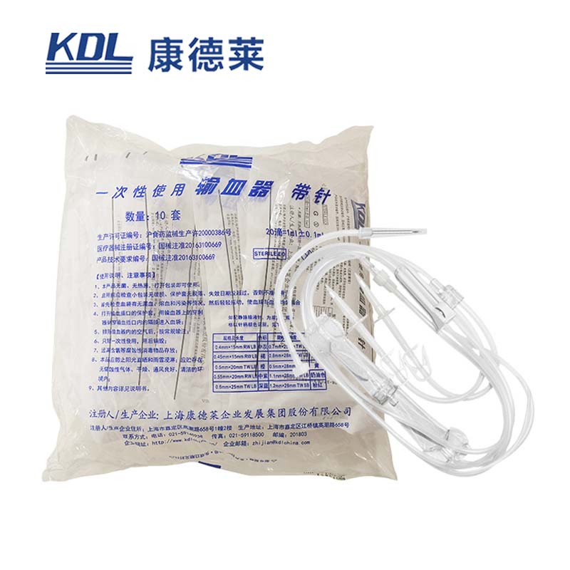 康德萊一次性使用輸血器帶針TS065  雙頭不帶針10套/包，200套/箱，一箱起批